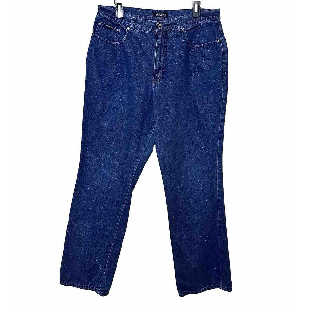 New York & Company Jeans whit Gold Sequins Women's 100% Cotton Size 16